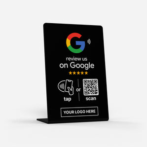 Black Custom Google Review Stand - NFC & QR Code